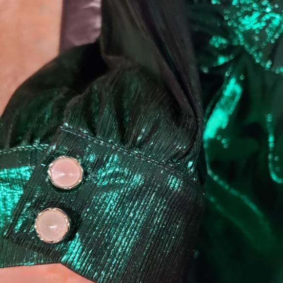 ALVONA - METALLIC GREEN DRAPE MINI DRES - Picture 6 of 14